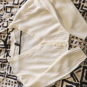 White H&M Cropped Button Up Cardigan